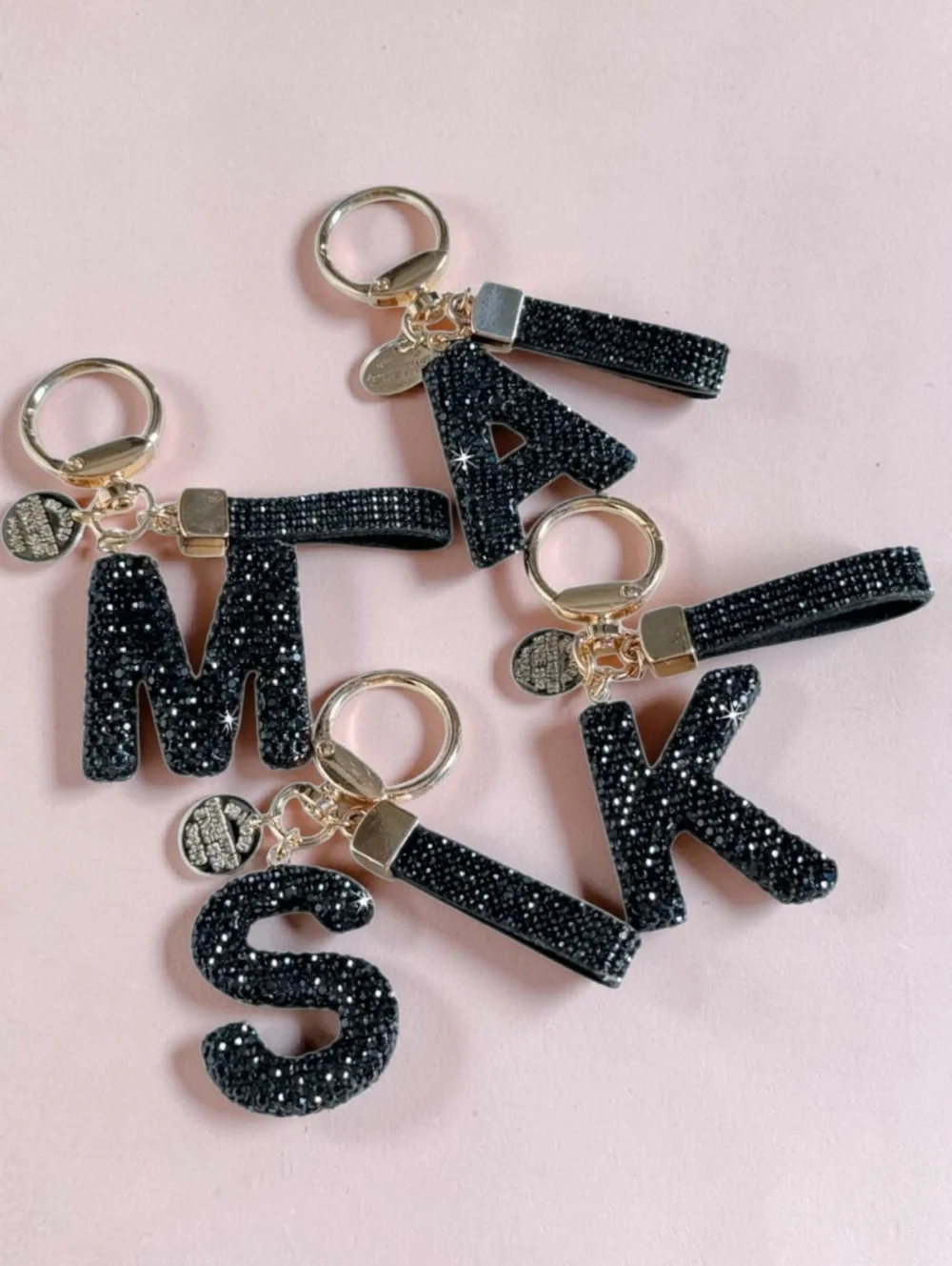 Crystal-Encrusted Black Letter Purse Charm Keychain NWT! (Choose Your Letter) - Picture 3 of 9